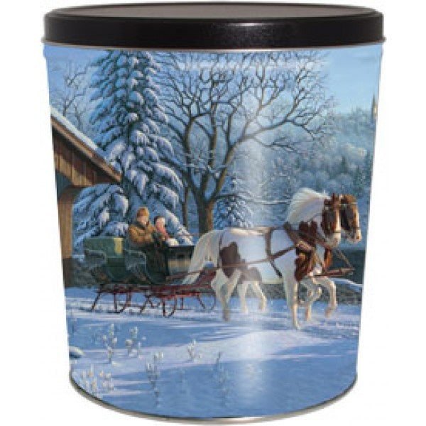 Popcorn Tin (3.0 Gal) - Winter Sleigh Ride