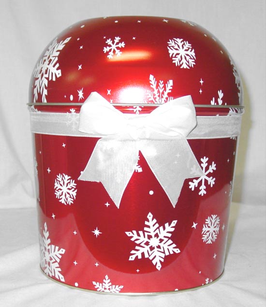 Combo Popcorn Tin (2 Gal) - Red Snow Flake Bowl